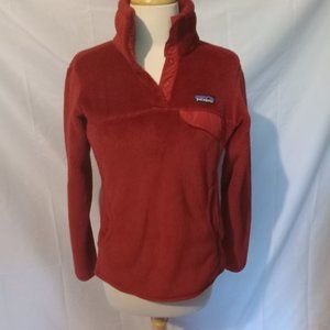 Womens Red fleece Patagonia button snap pullover size small
